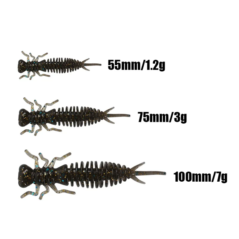 

Fulljion 3pcs/set Larva Soft Lures 50mm 75mm 100mm Silicone Isca Artificial Bait Worm Wobblers Bass Pike Carp Fishing Pesca