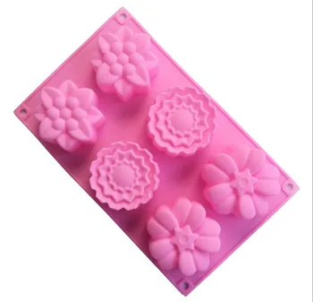 

6 Hole Three Groups of Flowers Cake Moon Silicone Cake Mold Pudding Jelly Mold Bakeing Tools Cupcake B014