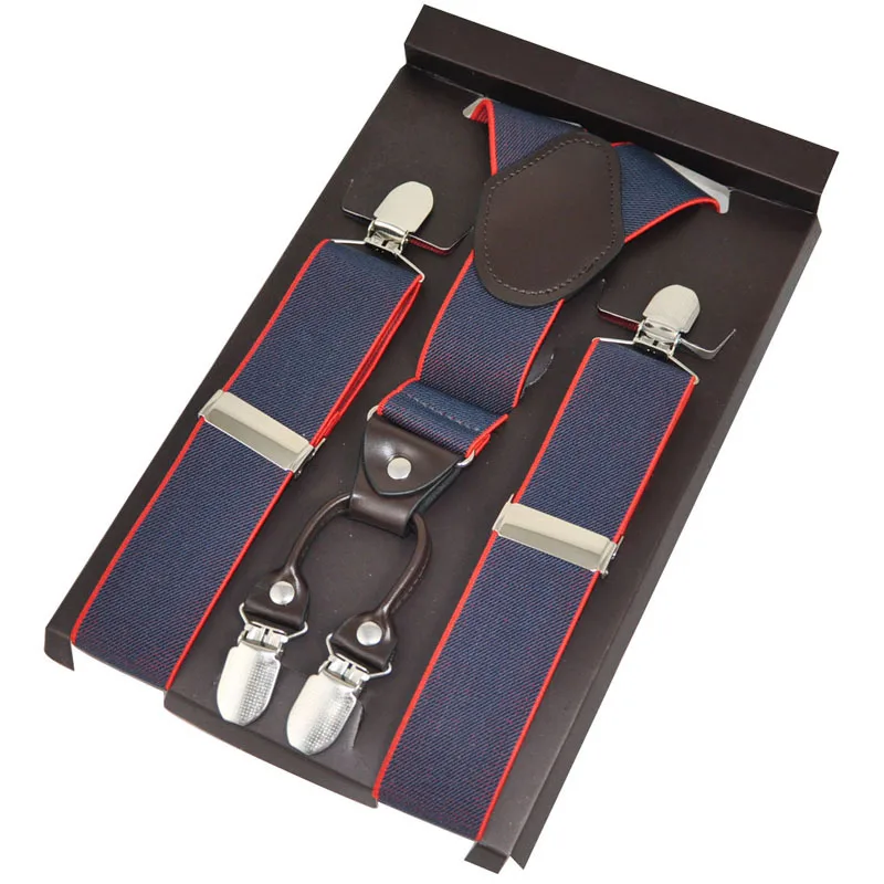 Navy blue 4 Clips-on Suspenders Male Suspenders Y-back Shape bretels women  tirantes Adjustable giarrettiere 3.5cm*115cm MBD8422 - AliExpress