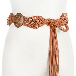 Чешского плетение с поясом в виде веревки для Для женщин Бохо ручной работы личности бисер леди Креативный дизайн талии пояс Cinturon Mujer BZ50