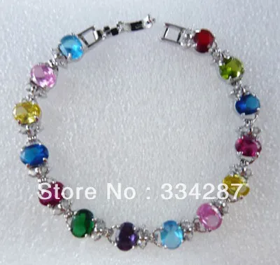 

4 colors! fine 6*8mm red/purple/black white/ Multi Color Cubic Zirconia bracelet