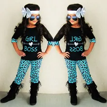 2Pcs Toddler Kids letters and arrow tops +Leopard pants sets Baby Girls half Sleeve T-shirt Tops+Pants Outfits Clothes Set