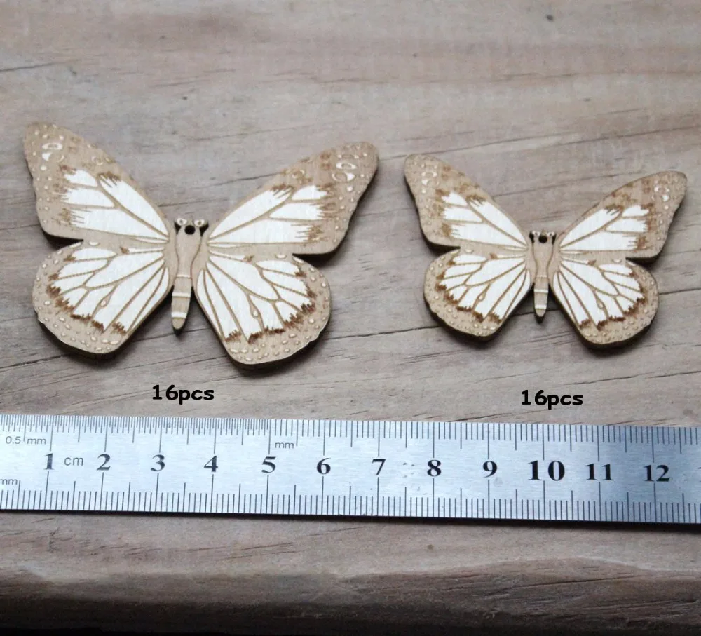 12 шт./лот) 55 мм и 70 мм необработанные Деревянные Подвески-бабочки заготовки в деревенском стиле из дерева-CT1515