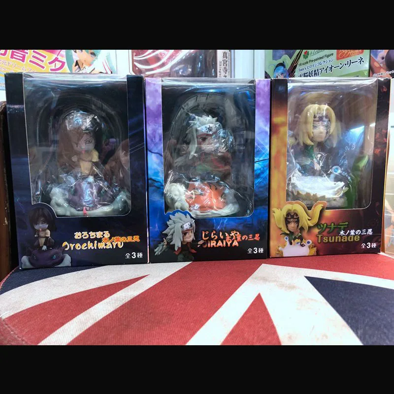 Экшн фигурки из аниме Наруто игрушки Jiraiya Tsunade Orochimaru 10 см модели искусственных