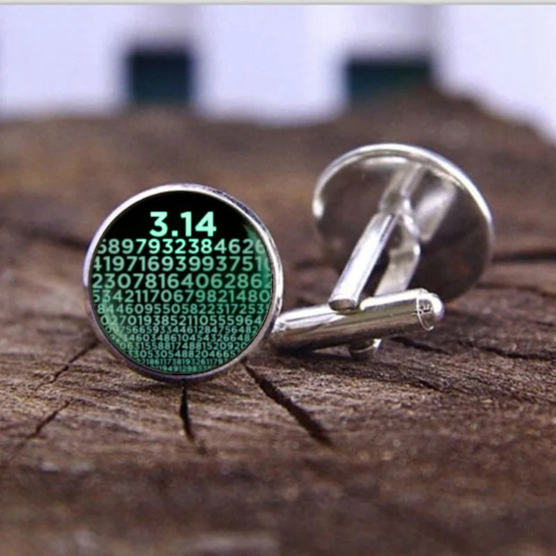 

Numbers Symbol of Pi Cufflinks for Mens Jewelry Accessories Mathematics Math Art Photo Crystal Glass Dome Shirt Cuff Links
