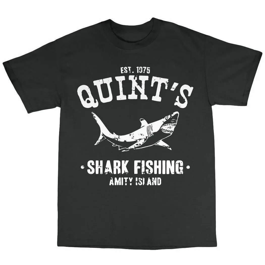 Quint's Shark Fishing T-Shirt 100% Cotton Jaws Inspired Amity Island 1975 | Мужская одежда