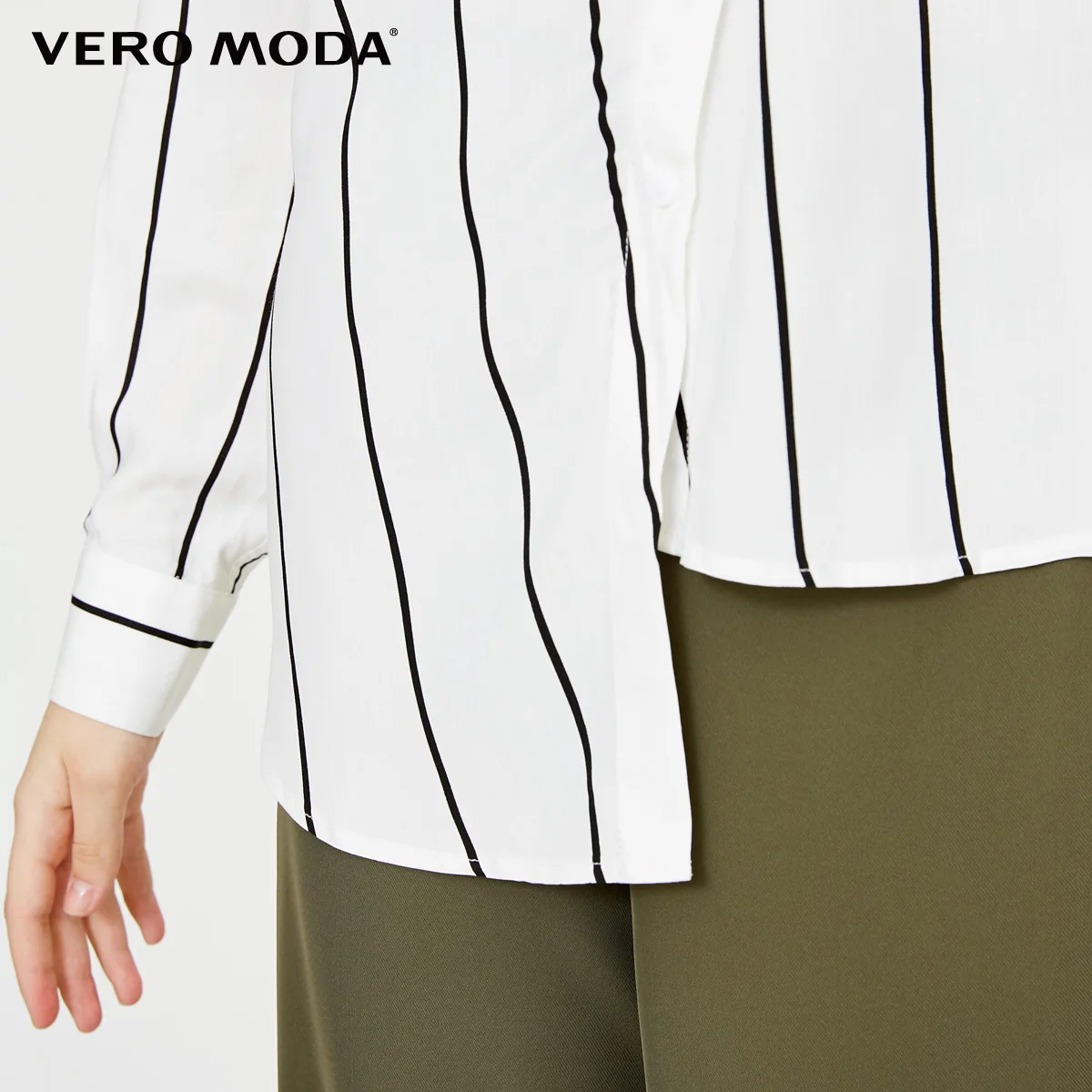  Vero Moda Women's Irregular Hemline Stripe Casual Shirt Blouse  318305506