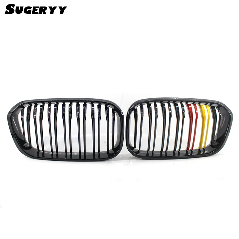 

SUGERYY 1 Pair For BMW 1 Series F20 2015-2016 Gloss Black Double Line M Kidney Grill Grille Car-styling