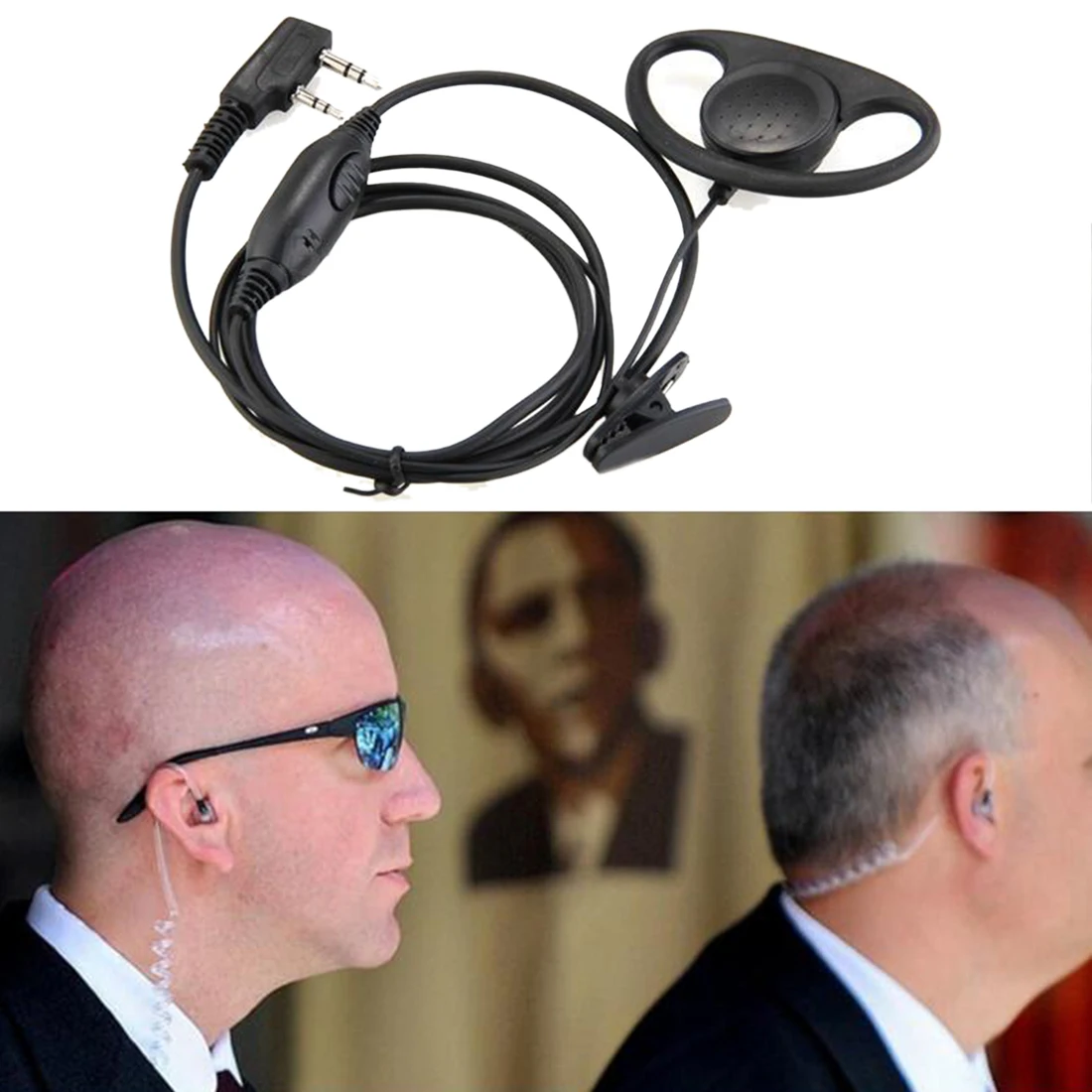 

2 PIN Earpiece Headset with Microphone Walkie Talkie Ear Hook Interphone Portable Earphone Earpiece for BAOFENG UV5R/KENWOOD/HYT