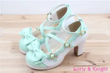 Womens Round Toe Chunky Heel Criss Cross Sweet Bowtie Lolita Shoes Mary Jane Style Princess Shoes