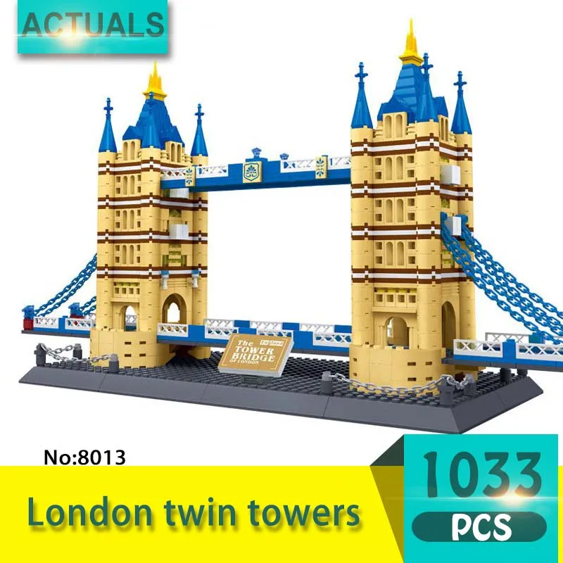 

8013 1033Pcs Street View series London twin towers Model Building Blocks Set Creative Bricks Toys For Children wange Gift