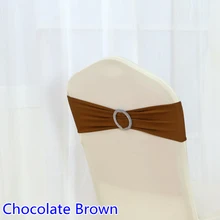 Стулья из спандекса шоколадного коричневого цвета с блестящими круглые пряжки для чехлов на стулья лента лайкра пояс галстук-бабочка для свадьбы украшения