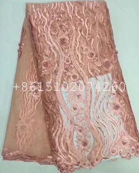 

fabric for wedding dress lace pink France cord lace guipure lace fabric for Nigerian beaded lace fabric CX1001