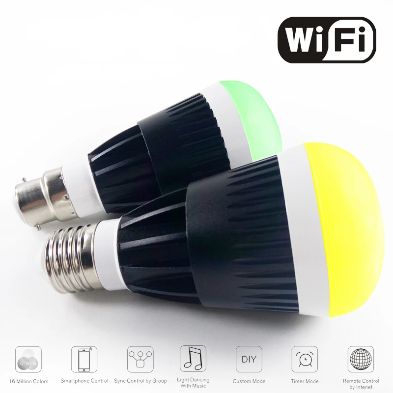 

E27 10W White colorful Led bulb Wifi Smart RGB Wireless remote controller led light lamp Dimmmable bulbs for phone IOS Android