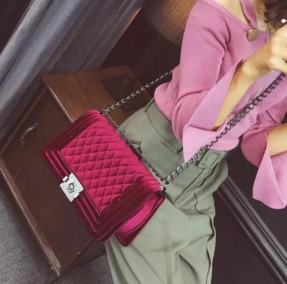 

Crossbody bag Fashion Women Bag Luxury Handbags Women Purses Designer Brand Ladies Chain Velvet Shoulder Messenger Bags