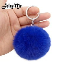 Llaveros con pompón de piel mullida de 30 colores, Bola de pelo de conejo Rex suave, llavero de coche, llaveros con pompón, bolso de mujer, colgante, joyería Diy