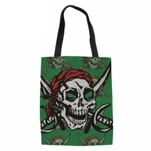 Женская сумка Carribean с принтом большая сумка для покупок женские крутые холщовые сумки с черепом сумка для женщин пляжный пакет Многоразовые