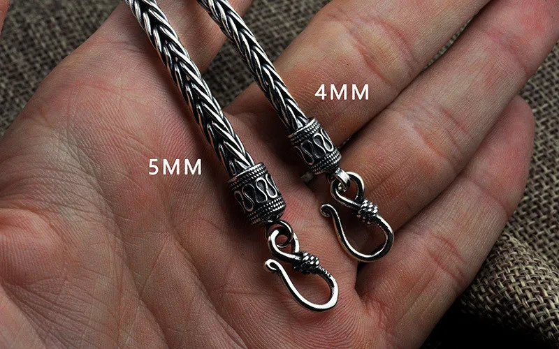 V. YA 925 пробы Серебряное ожерелье в форме змеи s для мужчин в стиле панк тайское серебряное длинное ожерелье на цепочке 55 см 60 см