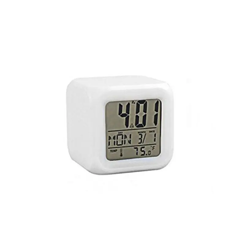 Электронные настольные часы светодиодные светящиеся меняющиеся цифровые часы-будильник изменение цвета Многофункциональный термометр настольные часы куб - Цвет: White
