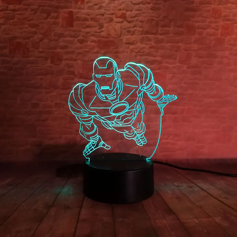

Luminous Iron Man Action Figure 3D Illusion LED NightLight Colourful Flashing Light Glow in the Dark Avengers Model Toys