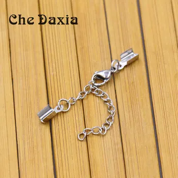 

(20PCS/Pack) 3mm width stainless steel Leather rope Clips Bracelet Necklace Combination buckle For DIY Handmade Jewelry Fitting