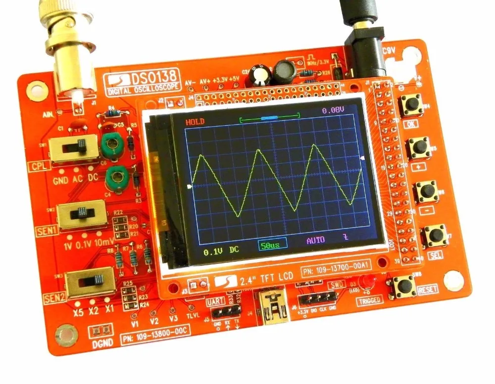 

DSO138 LCD TFT Handheld Digital Oscilloscope Kit DIY Parts SMD Soldered Electronic Learning Set 1Msps Oszilloskop