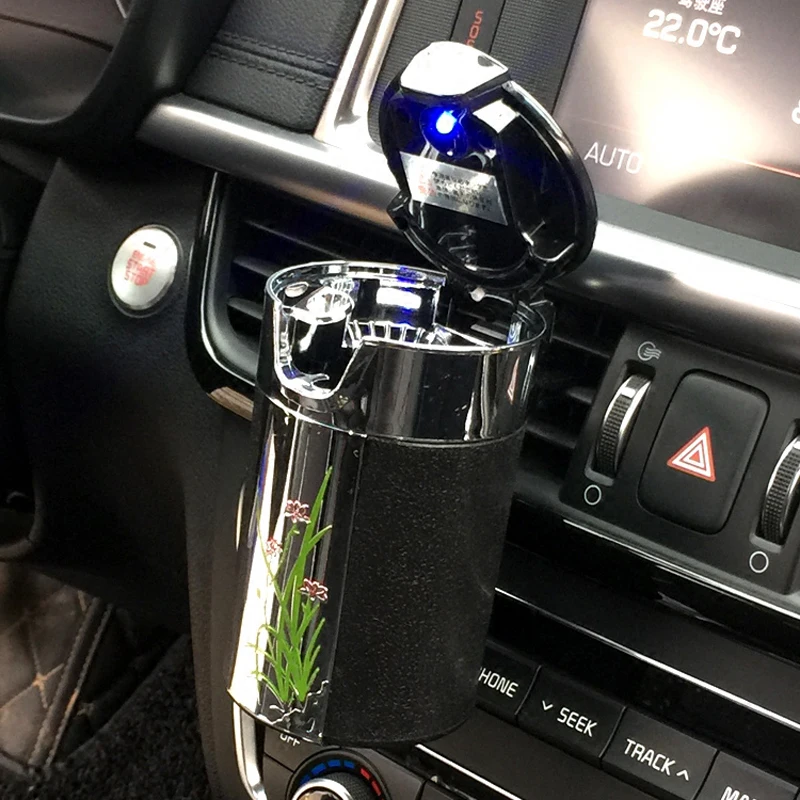 

Universal Size High Quality Car Styling Floral Car Ashtray Ash Tray Storage Cup With LED For Most of Cars