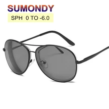 SPH 0-0,5-1-1,5-2-2,5-3-3,5-4-4,5-5-5,5-6 близорукость солнцезащитные очки с диоптриями для мужчин и женщин близорукий черный UF20