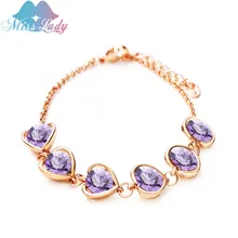 Подарочный розово-золотой цвет на День святого Валентина, Роскошные браслеты с сердечками,, модные ювелирные изделия для женщин, MLM5351B