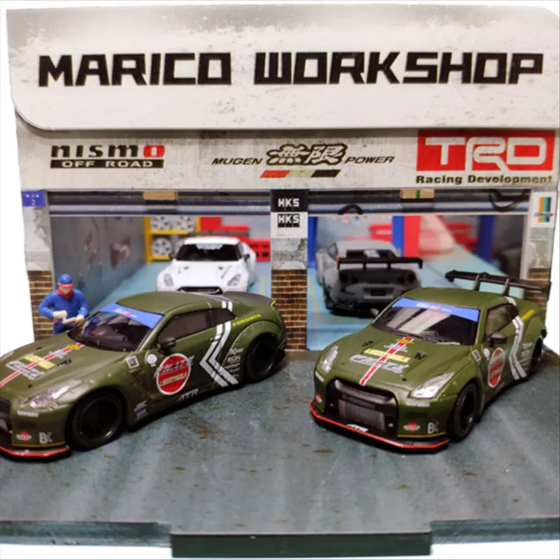 1: 64 весы Diorama маленький мальчик за окном парковка металлическая автомойка