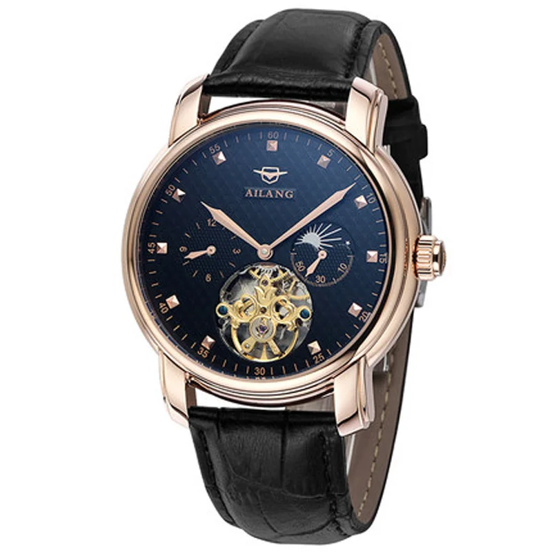 AILANG Новинка 2017 мужские полностью автоматические механические часы Tourbillon модные