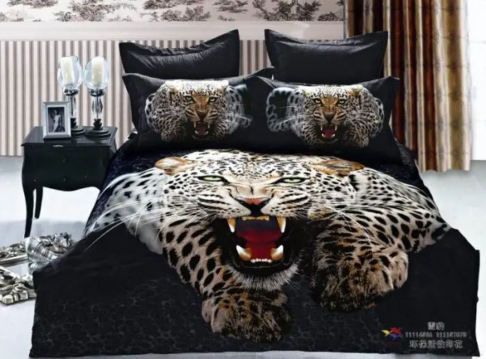 Big Leopard Head Black Men Boys Duvet Covers Comforters Bedroom