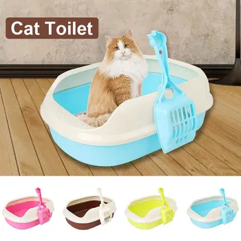 

Cat Toilet Litter Box Cute Cat Litter Shovel Plastic Pets Toilet Shatter-Resistant Cleaning