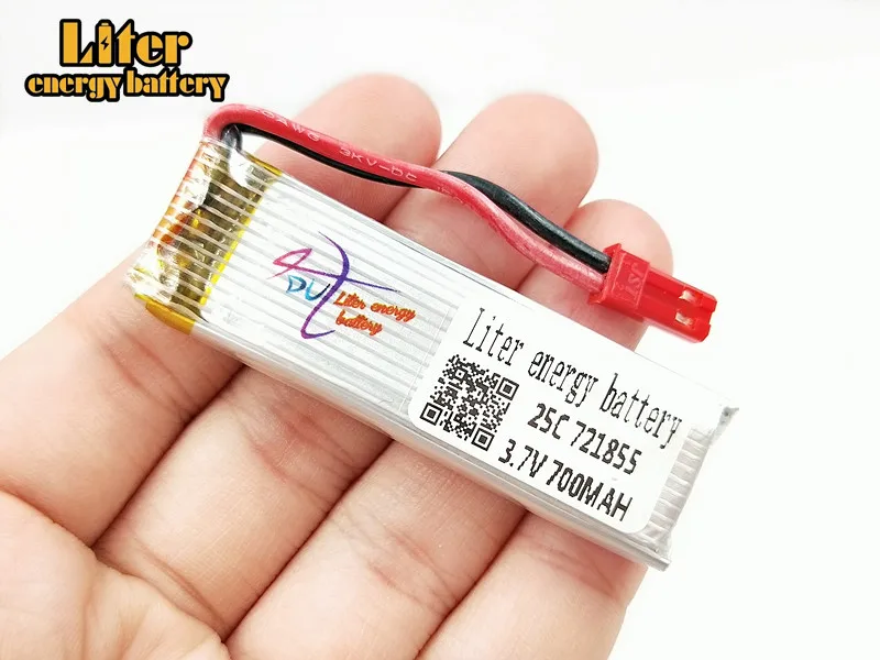 10 шт./лот 3,7 V 700 mah дистанционное управление самолетом 3,7 V 700 mah литиевая батарея JST разъем 721855 25c