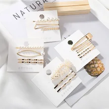 Новинка, корейская мода, женские заколки для волос, имитация жемчуга, геометрические Элегантные Заколки для волос, милый набор заколок, ювелирные изделия для волос, подарки