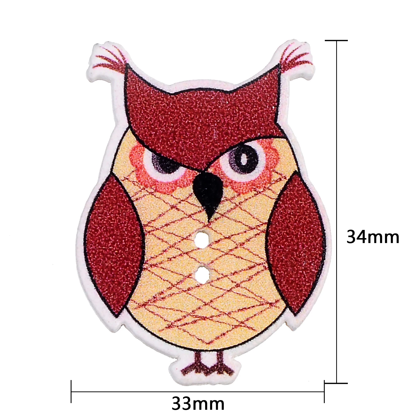 50 Pcs Lot Kayu Lucu Kartun Owl Hewan Tombol Jahit Anak Buttons