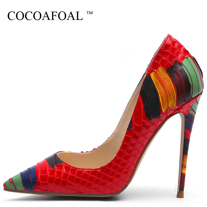 

COCOAFOAL Sexy Women's High Heels Shoes Woman White Bride Valentine Shoes Pointed Toe Plus Size Stripe Wedding Heels Shoes 2019