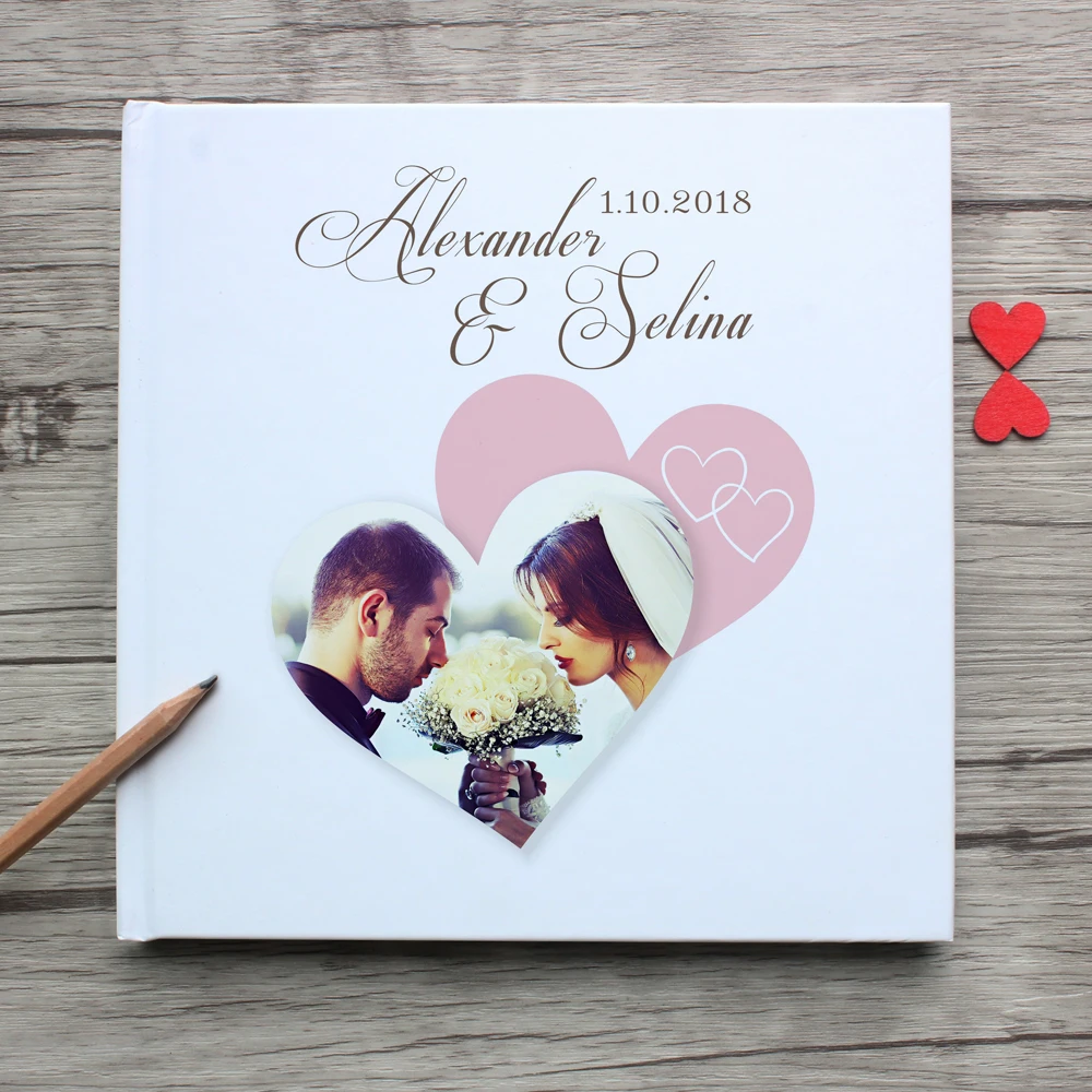 Personalized white wedding guest book,I love you forever,custom anniversary gift guestbook,personalized couple photo album sign