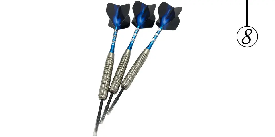 Easytoday 3Pcsset Professional Steel Tip Darts Set Standard Hard Type Darts Aluminum Blue Shafts Darts Flights Throwing Games (8)