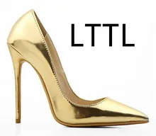 Marke LTTL Frauen Schuhe pu-leder Gold High Heels 12 CM damen Pumps Hochzeit Schuhe Frau Büro Damen Schuhe Chaussure Femme
