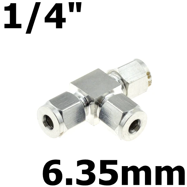 Т-образный 3 способ фитинг для компрессора 1/" 1/4" 12 мм 10 мм 8 мм трубчатый наконечник соединение компрессия SS соединитель трубы из нержавеющей стали 304 - Цвет: 6.35mm