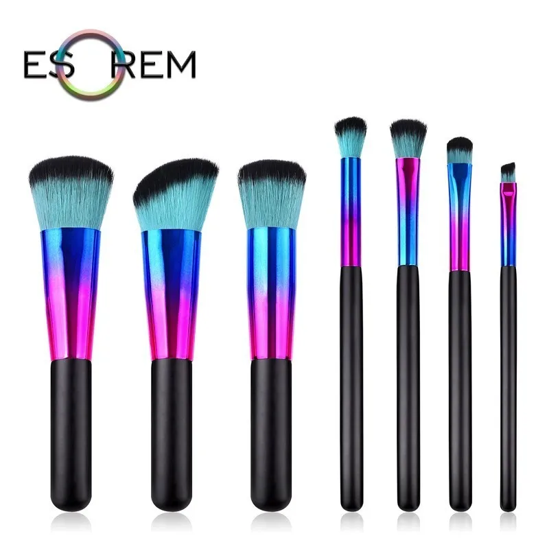 

ESOREM 7pcs Dazzle Gradient Soft Makeup Brushes Black Wood Handle Make Up Brush Synthetic Eyeshadow Brush Brochas Maquillaje