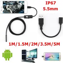5,5 мм 720P эндоскоп камера HD USB эндоскоп с 6 светодиодный 1/1. 5/2/3,5/5 м мягкий кабель водонепроницаемый осмотр бороскоп для Android PC