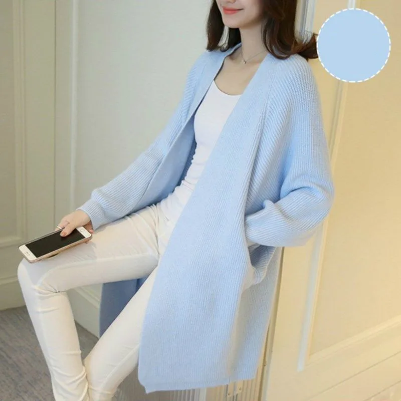 blue Neploe/Новинка года; свободные трикотажные куртки с открытым стежком в Корейском стиле с v-образным вырезом; консервативный стиль; Pull Femme Hiver; милая куртка с бантом; 45527 - Цвет: blue