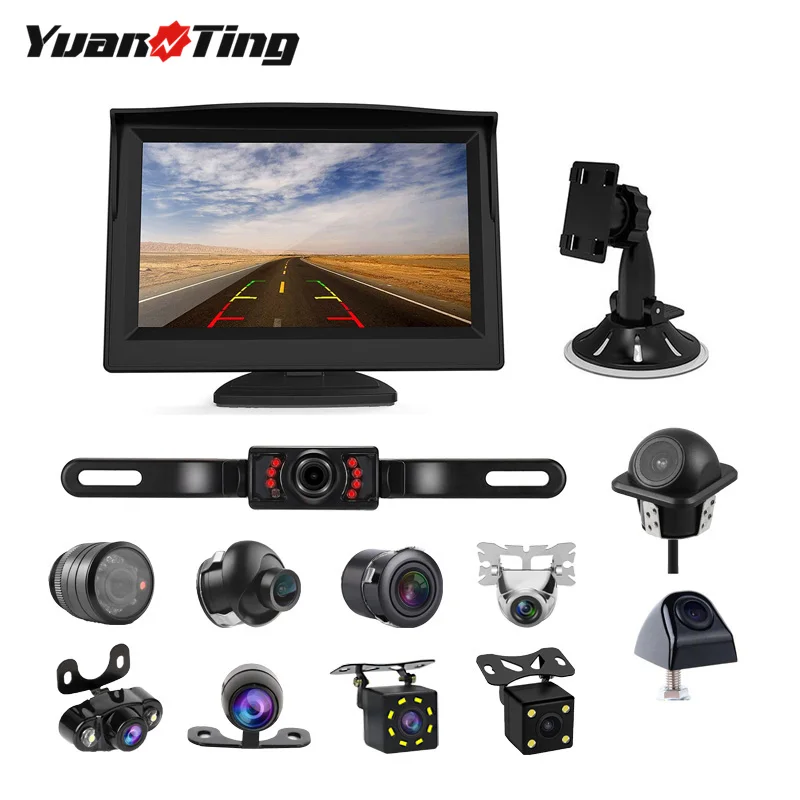 

YuanTing 5'' inch Car Rear View Monitor Suction Cup Bracket W/ Vehicle Reverse Backup Parking Camera Night Vision Waterproof