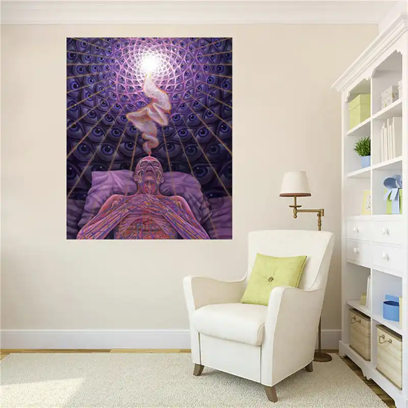Trippy Alex Gray Death Art Canvas Painting Psychedelic Fabric Poster