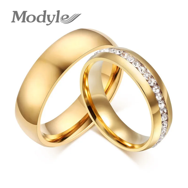 Modyle-Anillo de boda de color dorado para y hombre, anillo de compromiso de inoxidable de 6mm AliExpress Joyería y accesorios
