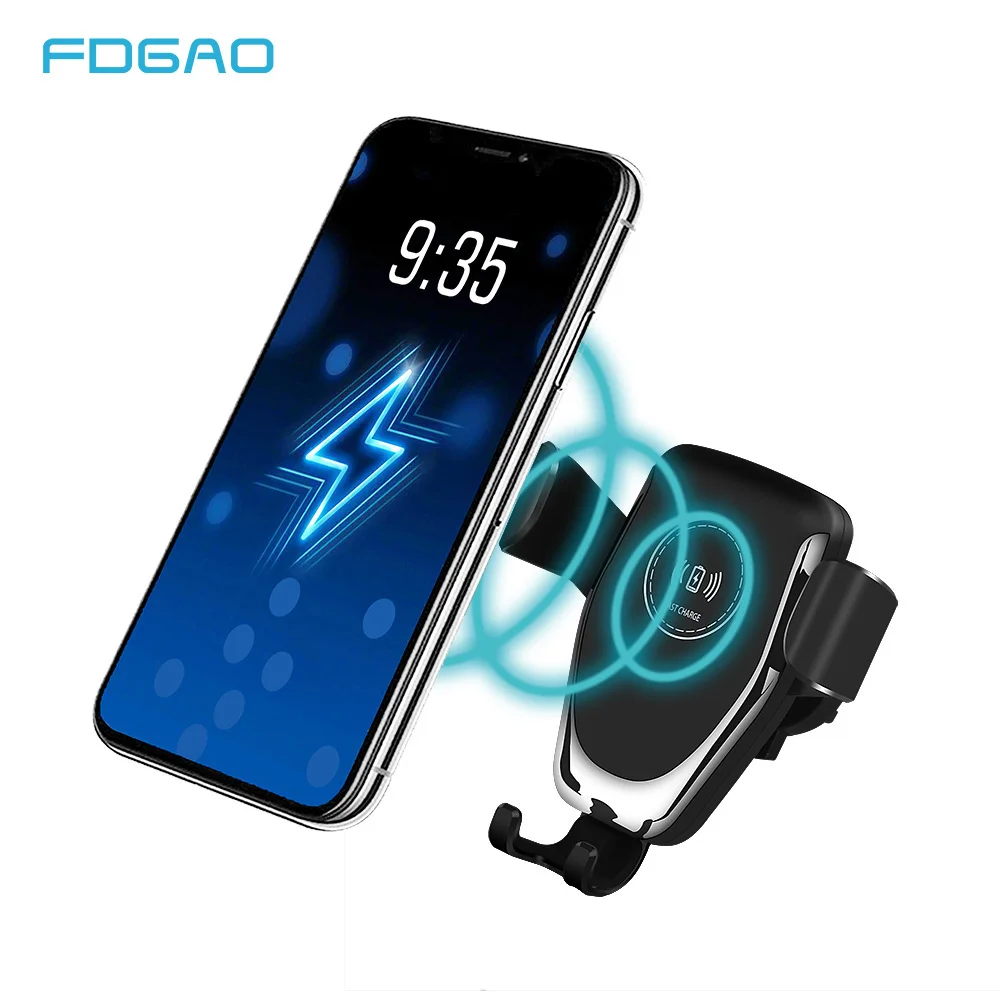 

FDGAO Qi Wireless Car Charger for IPhone X XS Max XR 8 10W Fast Wireless Charging Stand for Samsung S8 S9+ Car Charging Holder