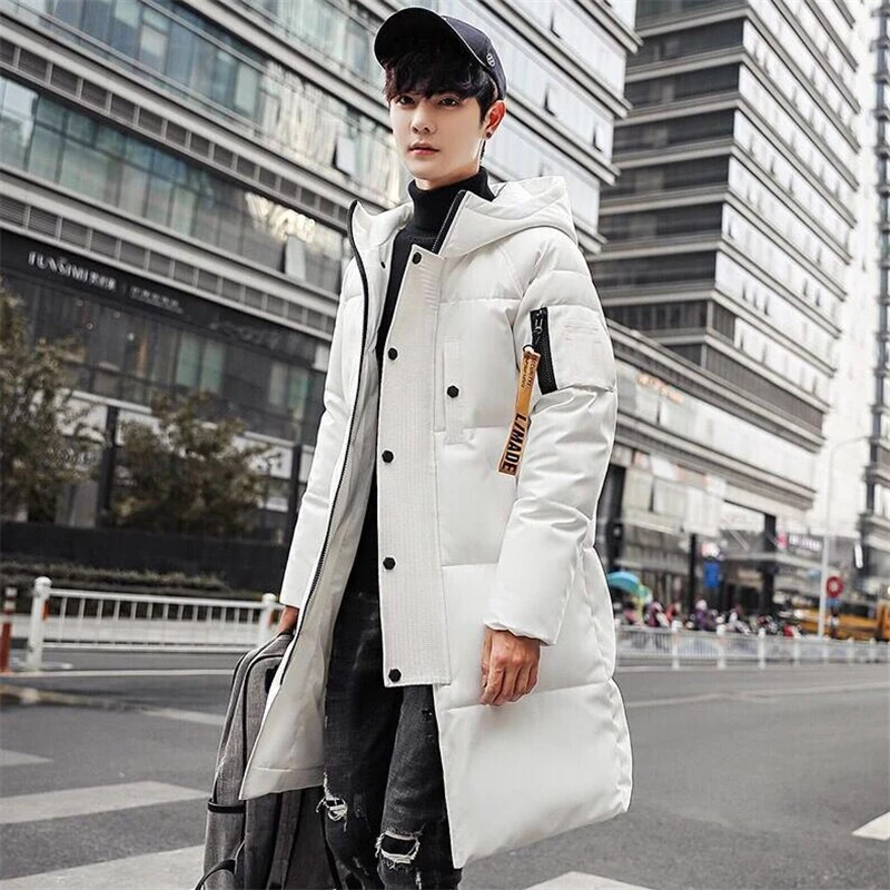 Plus Size 3XL Black Parkas Men 2019 Winter Jacket Long Thicken Warm Cotton-padded Hooded Outwear High Street Coats Men's Clothes
