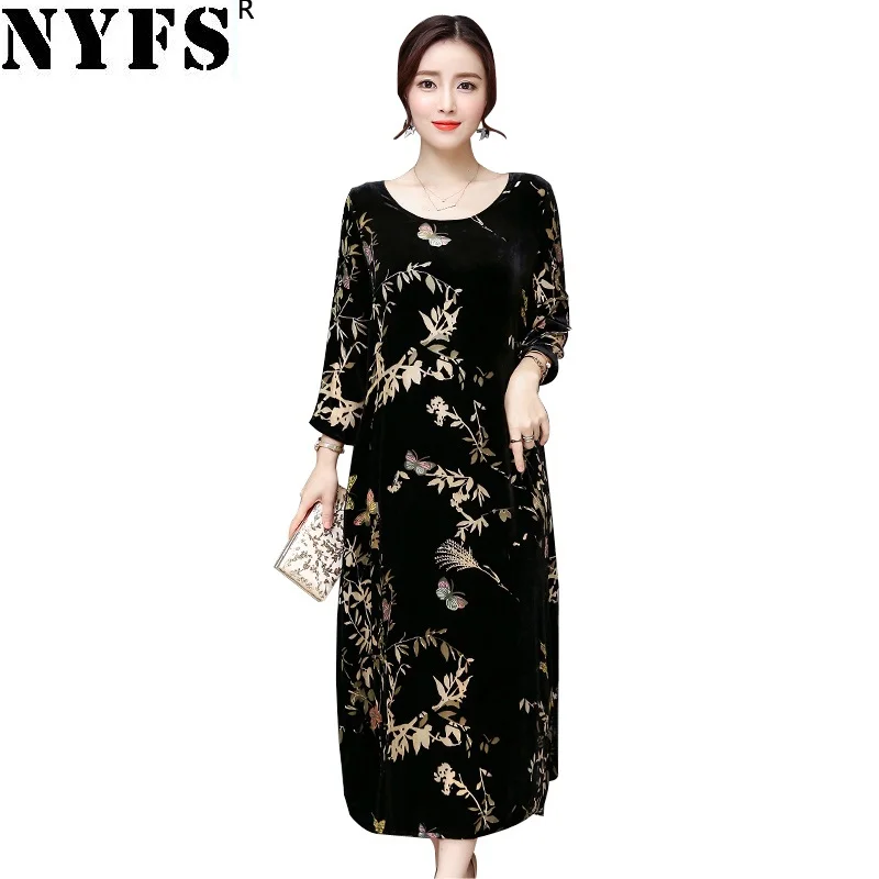 

NYFS 2019 New Style Autumn Women dress Fashion dignified atmosphere long Dress Vestidos Robe